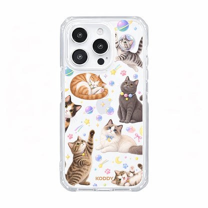 Cute Cats in Space Clear Phone Case