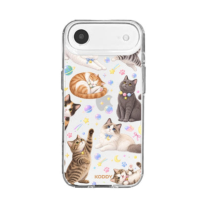 Cute Cats in Space Clear Phone Case