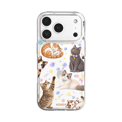 Cute Cats in Space Clear Phone Case