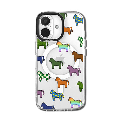 Cute Colorful Horse Pattern Clear iPhone Case