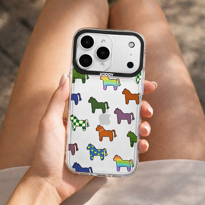 Cute Colorful Horse Pattern Clear iPhone Case - KODDY aesthetic iphone case UK