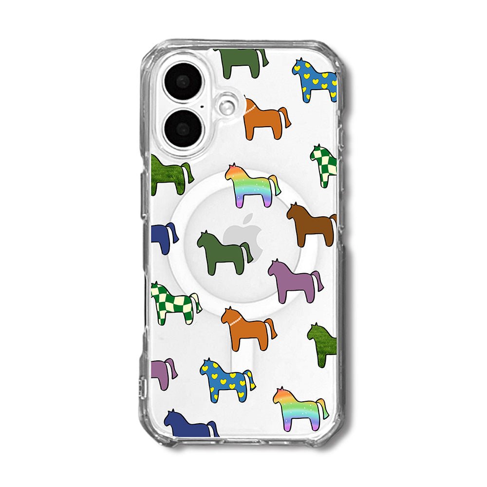 Cute Colorful Horse Pattern Clear Phone Case