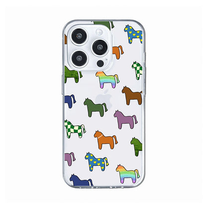 Cute Colorful Horse Pattern Clear Phone Case