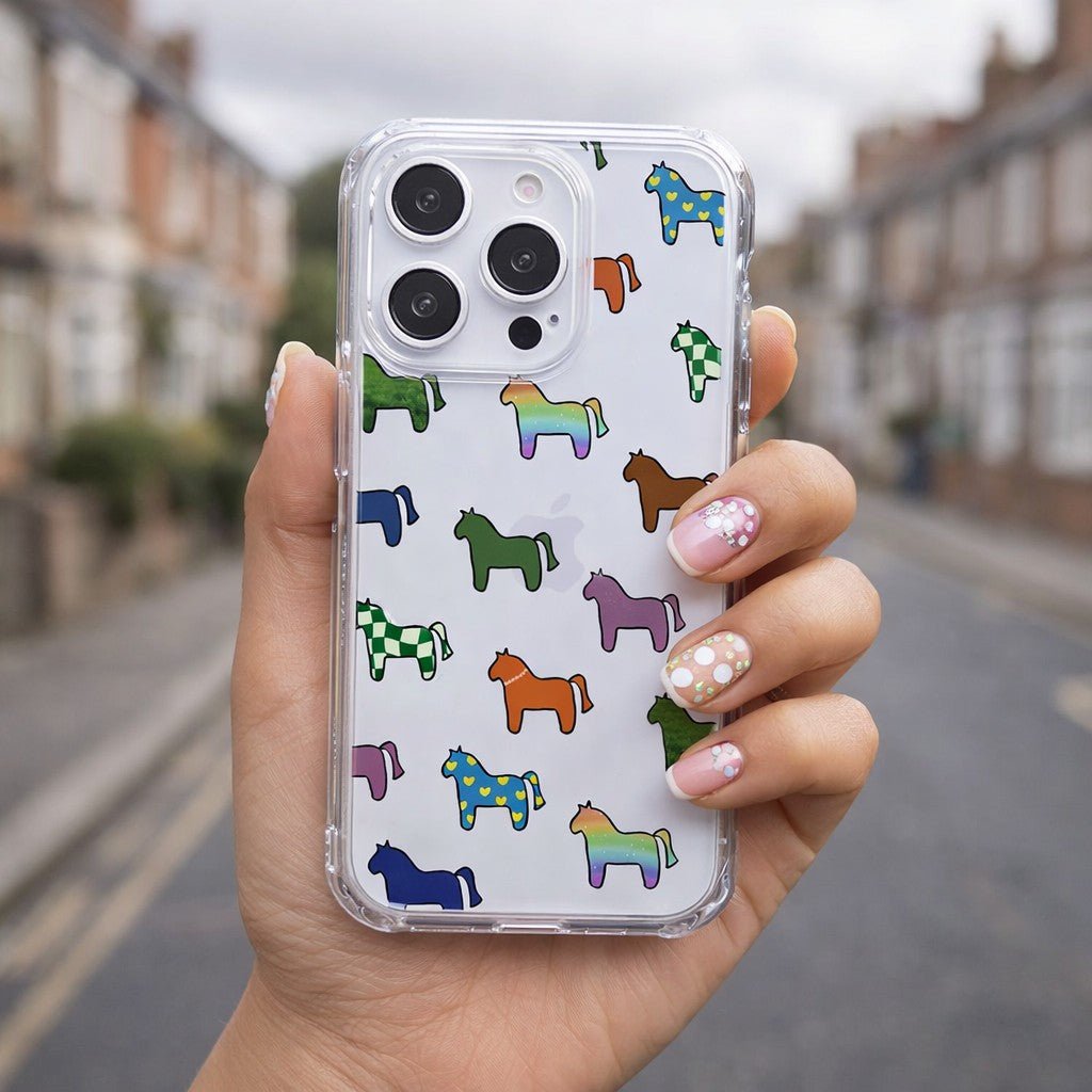 Cute Colorful Horse Pattern Clear Phone Case - KODDY aesthetic iphone case UK