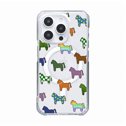 Cute Colorful Horse Pattern Clear Phone Case