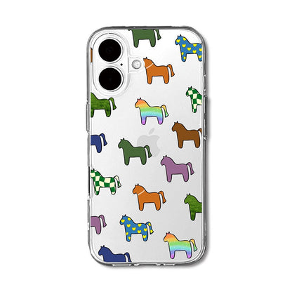 Cute Colorful Horse Pattern Clear Phone Case