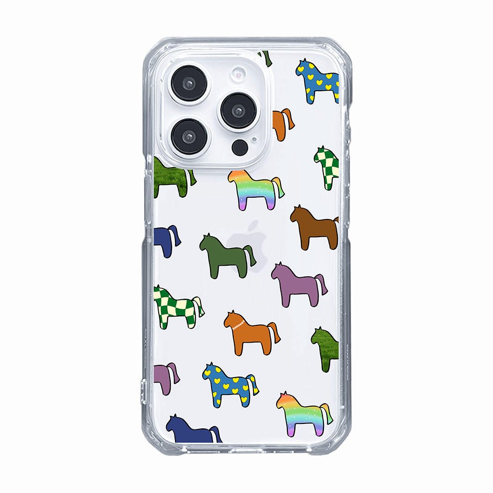 Cute Colorful Horse Pattern Clear Phone Case