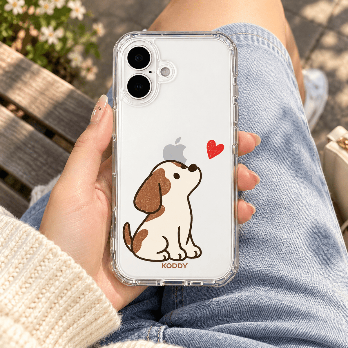 Cute Dog & Heart Aesthetic Phone Case-KODDY aesthetic iphone case UK