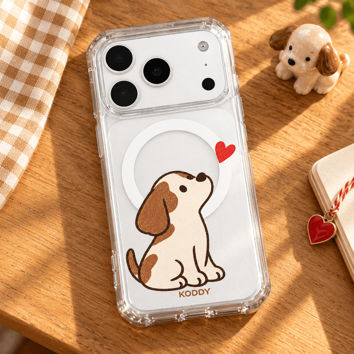 Cute Dog & Heart Aesthetic Phone Case-KODDY aesthetic iphone case UK