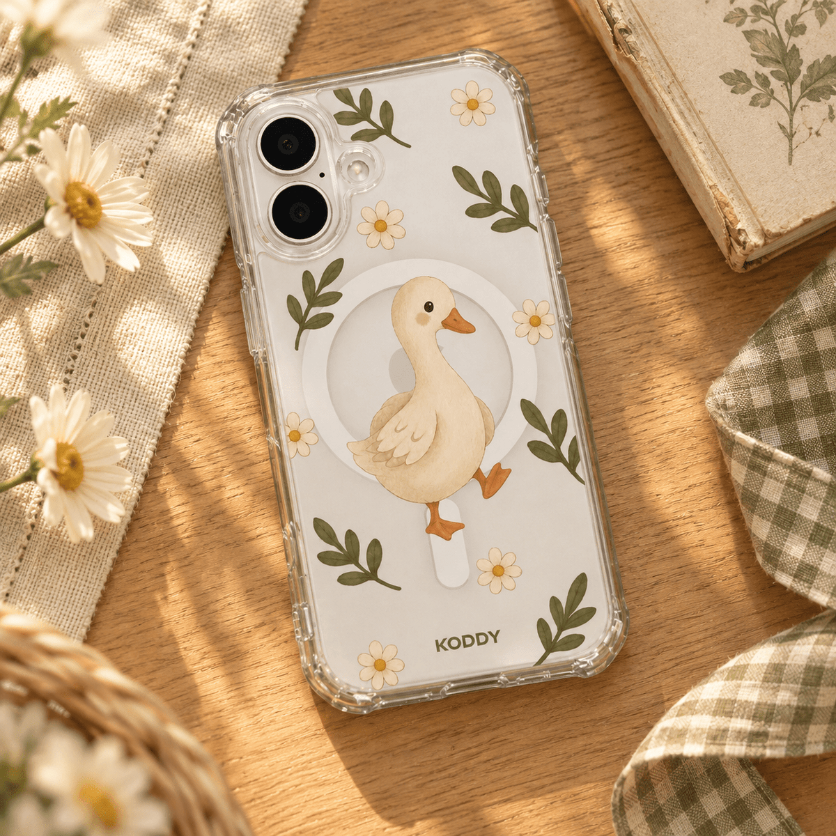Cute Duck & Daisy Aesthetic Phone Case-KODDY aesthetic iphone case UK