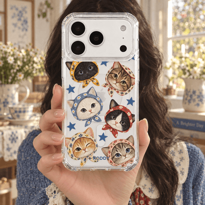 Cute Floral Scarf Cat Phone Case-KODDY aesthetic iphone case UK