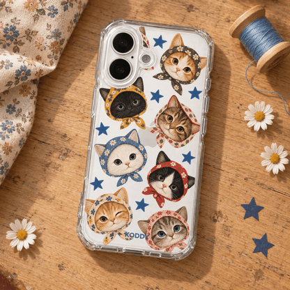 Cute Floral Scarf Cat Phone Case-KODDY aesthetic iphone case UK