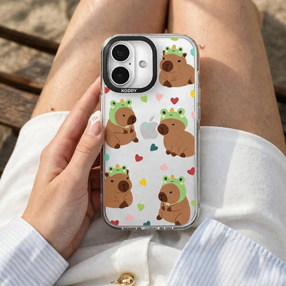 Cute Frog Hat Capybara with Heart Pattern iPhone Case - KODDY aesthetic iphone case UK