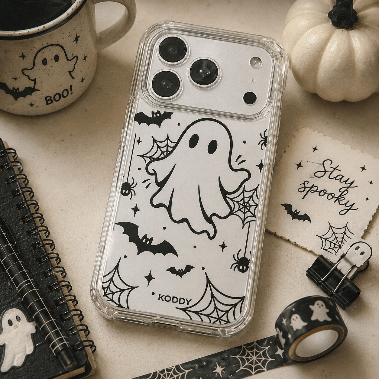 Cute Ghost Halloween Clear Phone Case-KODDY aesthetic iphone case UK