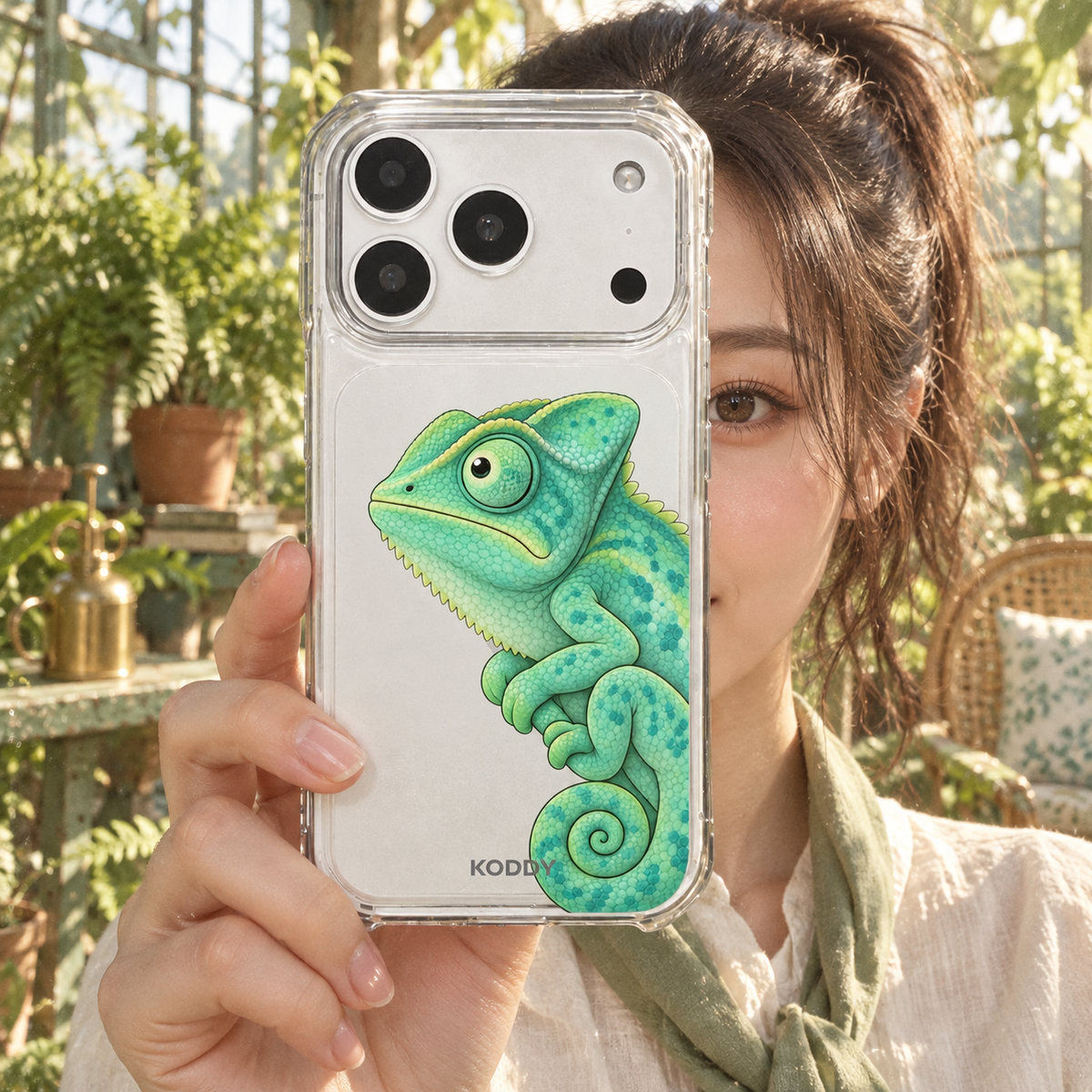Cute Green Chameleon Aesthetic Phone Case-KODDY aesthetic iphone case UK