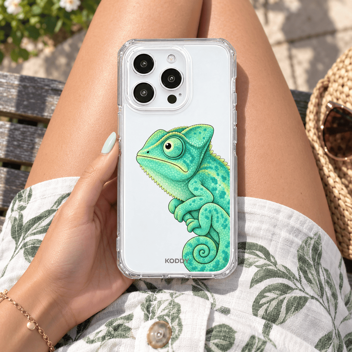 Cute Green Chameleon Aesthetic Phone Case-KODDY aesthetic iphone case UK