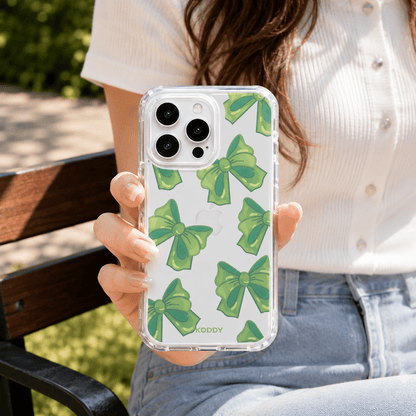 Cute Green Fluffy Ribbon Bows Phone Case-KODDY aesthetic iphone case UK