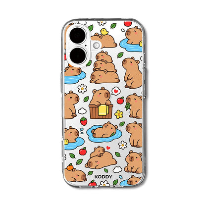 Cute Happy Capybara Clear Phone Case