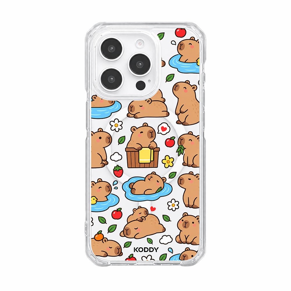 Cute Happy Capybara Clear Phone Case