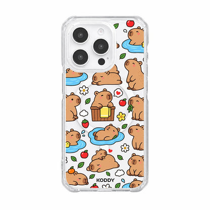 Cute Happy Capybara Clear Phone Case