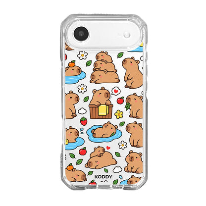 Cute Happy Capybara Clear Phone Case