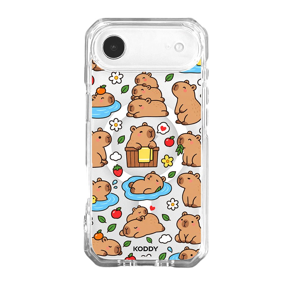 Cute Happy Capybara Clear Phone Case