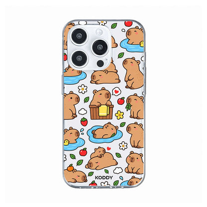 Cute Happy Capybara Clear Phone Case