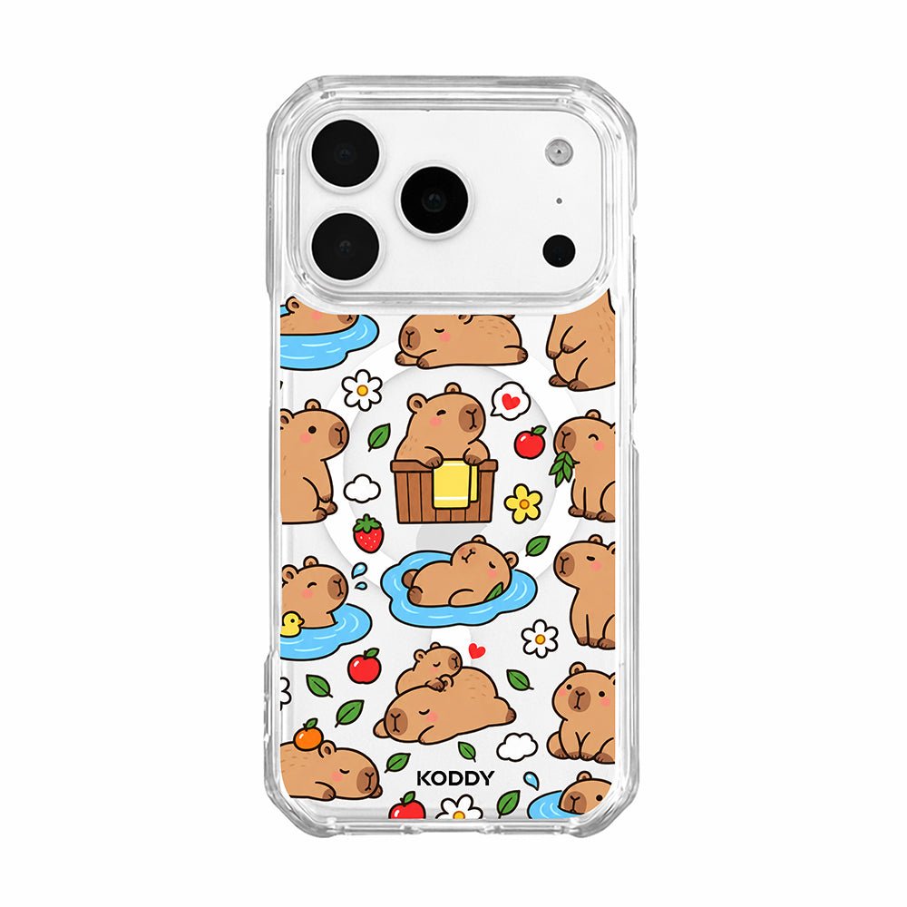 Cute Happy Capybara Clear Phone Case