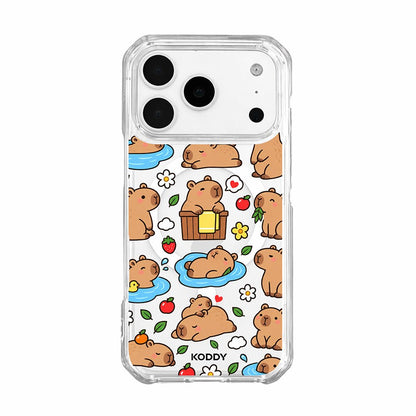 Cute Happy Capybara Clear Phone Case
