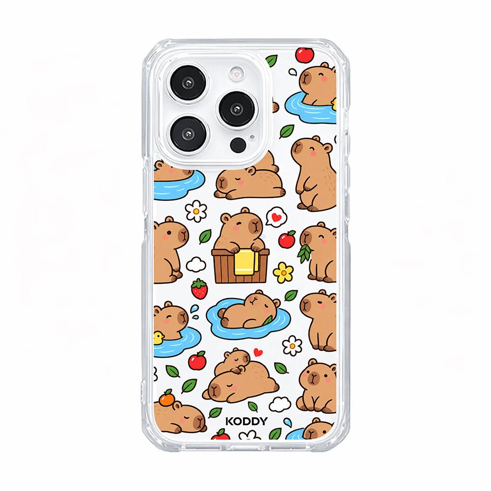 Cute Happy Capybara Clear Phone Case