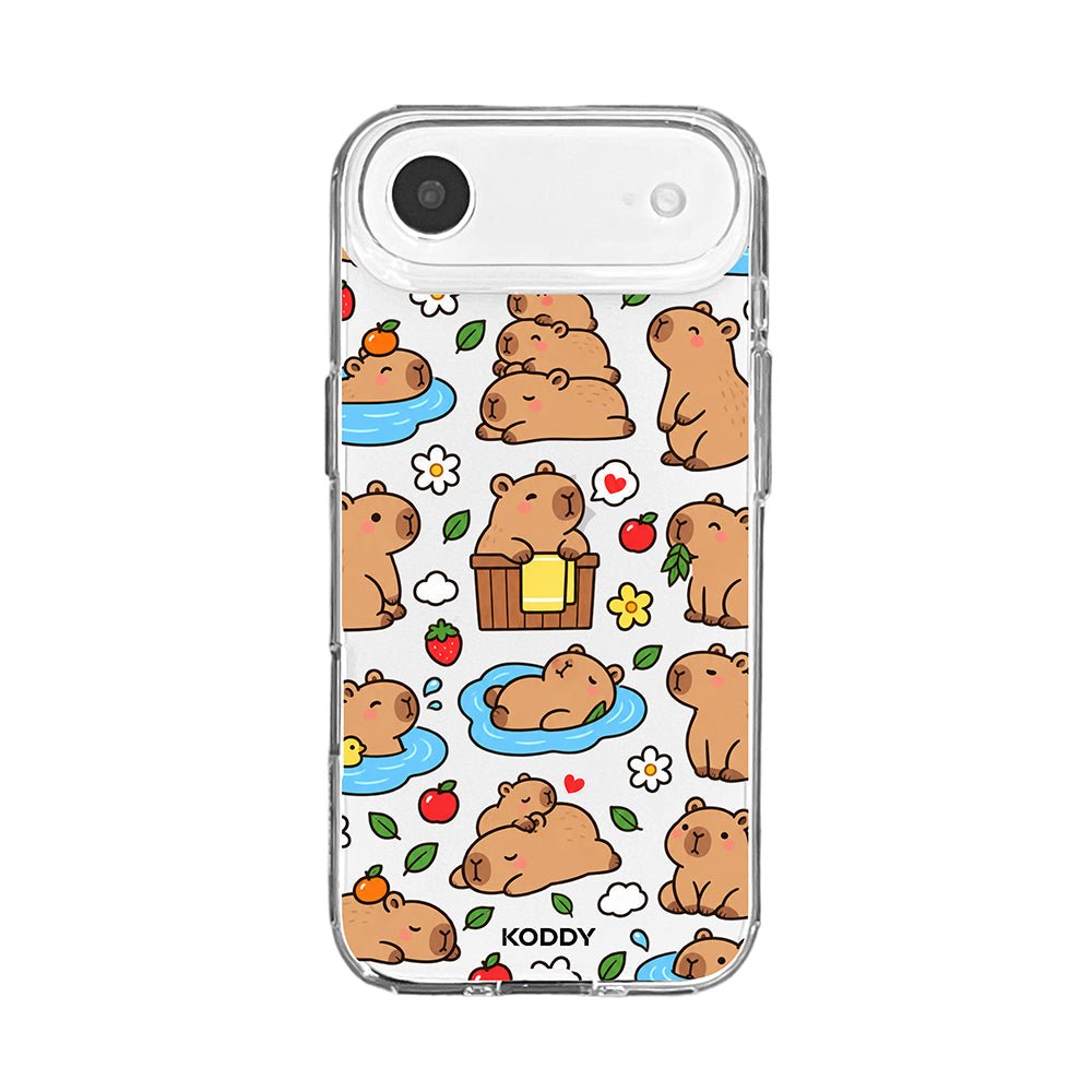 Cute Happy Capybara Clear Phone Case