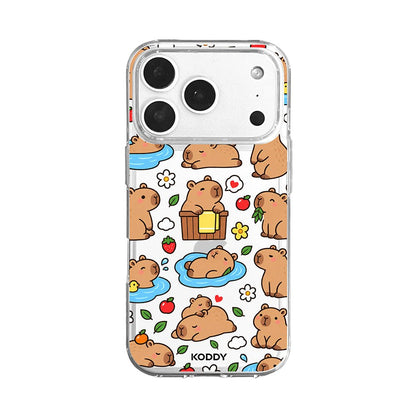Cute Happy Capybara Clear Phone Case