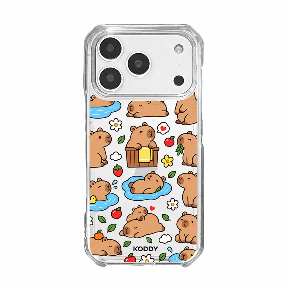 Cute Happy Capybara Clear Phone Case