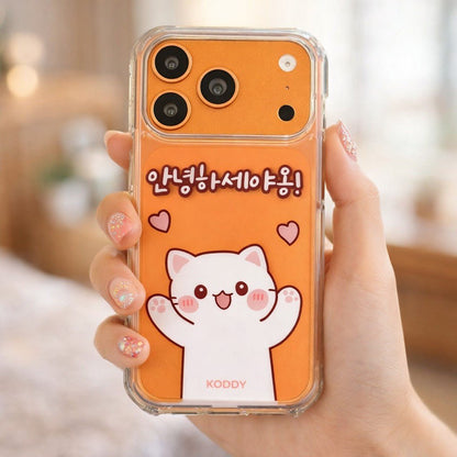 Cute Hello Korean Alphabet Meow Cat Phone Case - KODDY aesthetic iphone case UK