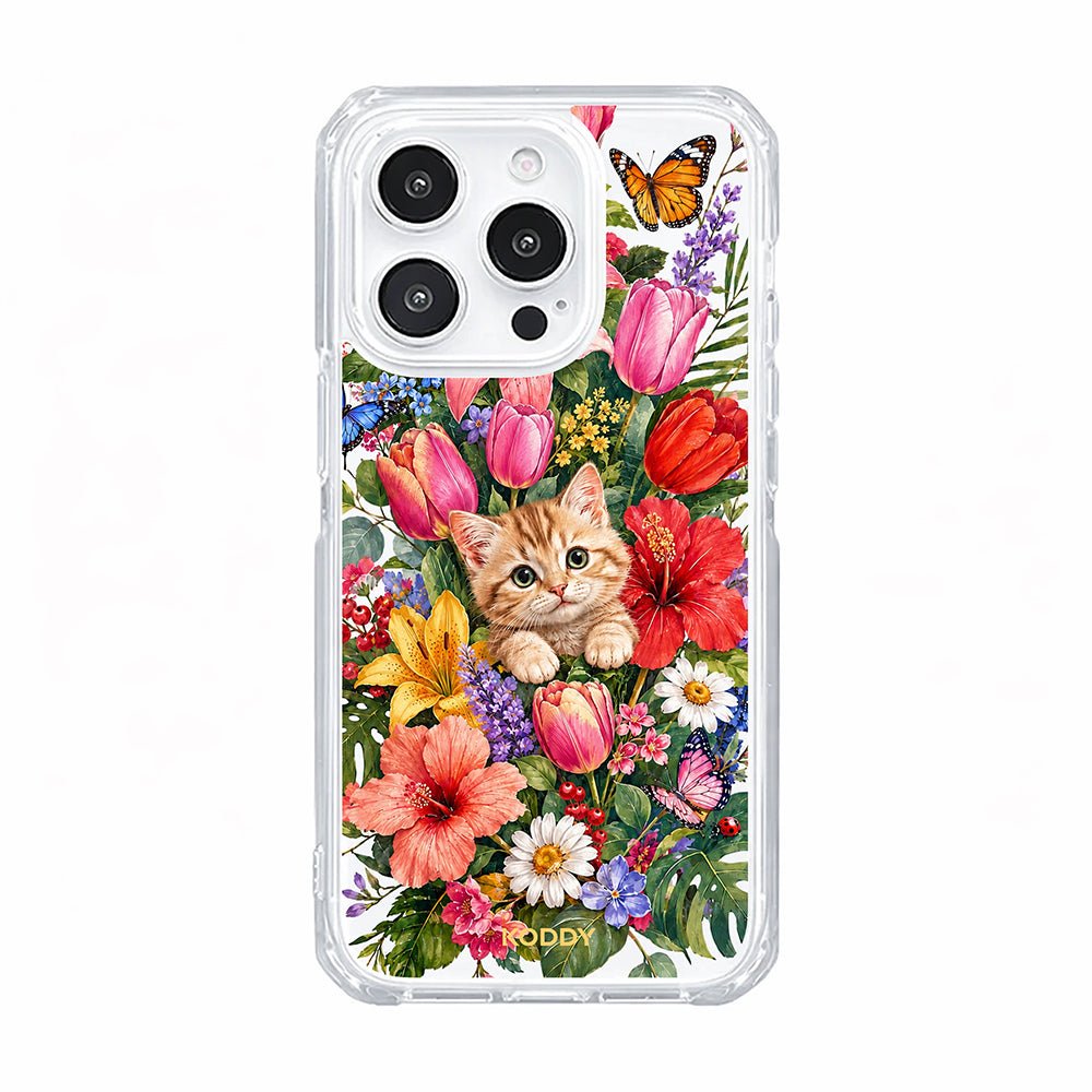 Cute Kitten in Flower Garden Butterfly Phone Case