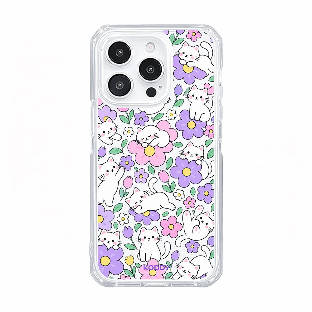 Cute Kitty Flower Garden Clear Phone Case