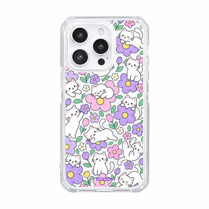 Cute Kitty Flower Garden Clear Phone Case