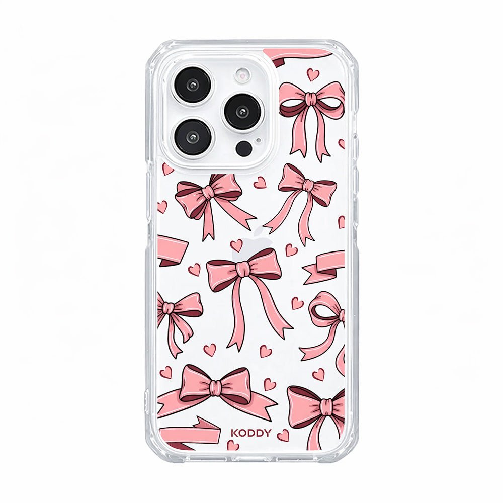 Cute Pink Bow and Heart Clear Phone Case-KODDY aesthetic iphone case UK