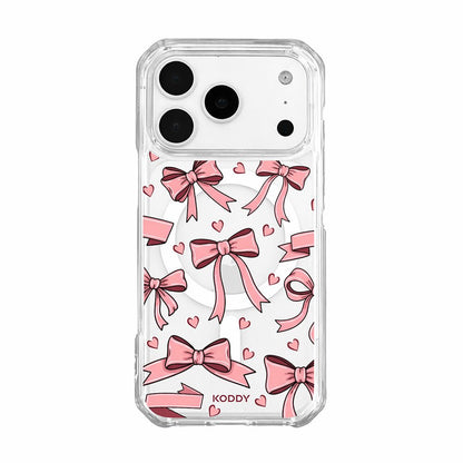Cute Pink Bow and Heart Clear Phone Case-KODDY aesthetic iphone case UK