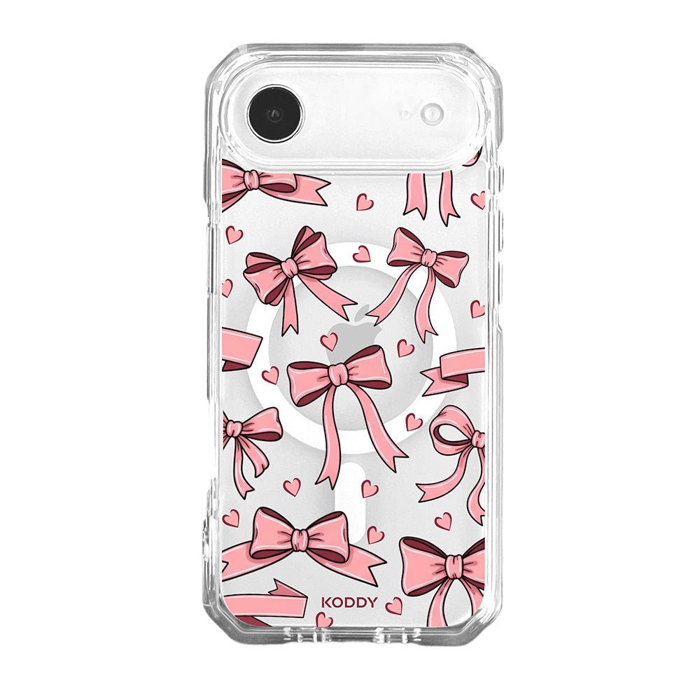 Cute Pink Bow and Heart Clear Phone Case-KODDY aesthetic iphone case UK