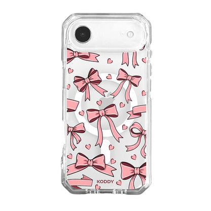 Cute Pink Bow and Heart Clear Phone Case-KODDY aesthetic iphone case UK
