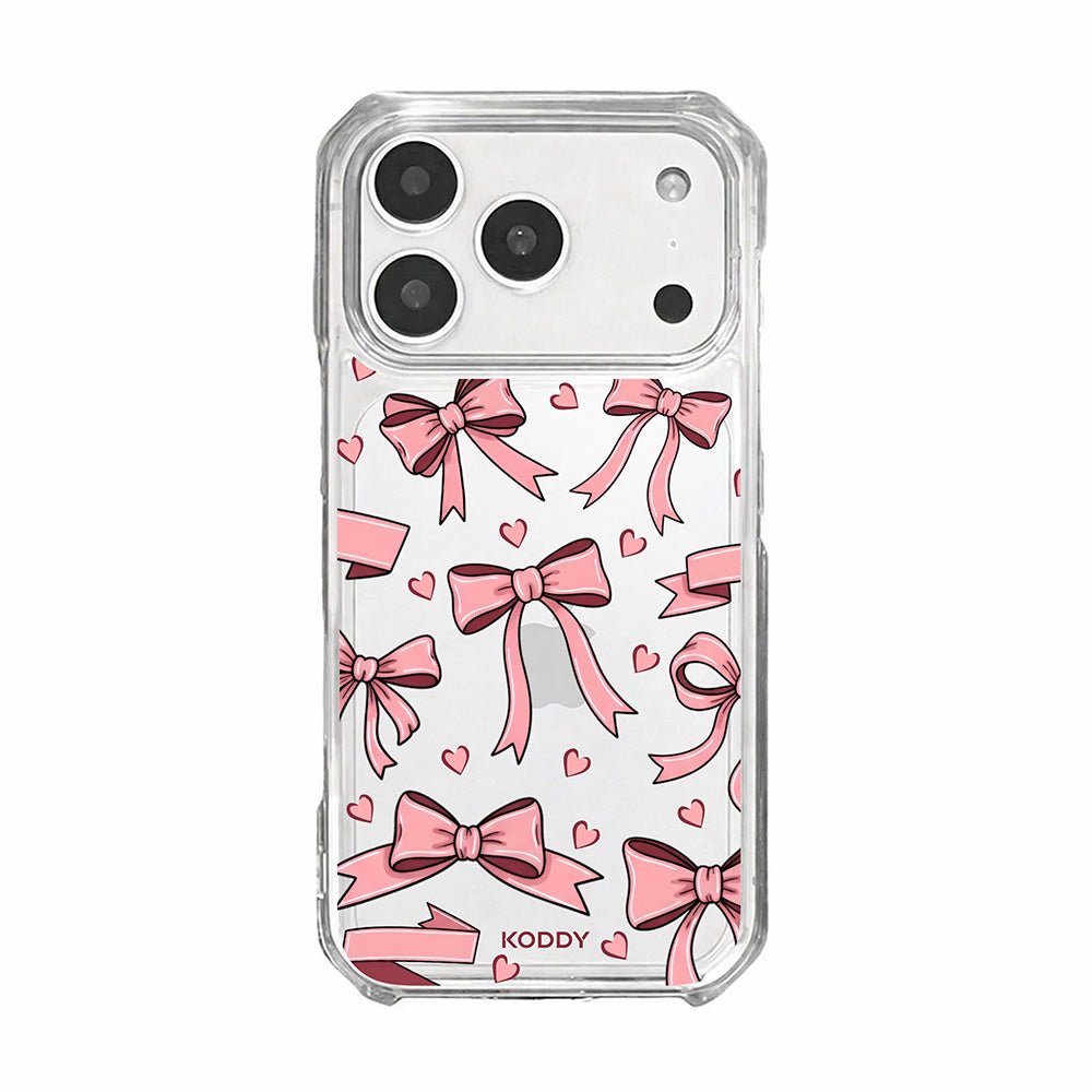 Cute Pink Bow and Heart Clear Phone Case-KODDY aesthetic iphone case UK
