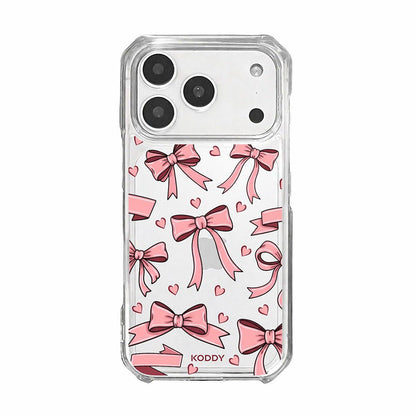 Cute Pink Bow and Heart Clear Phone Case-KODDY aesthetic iphone case UK