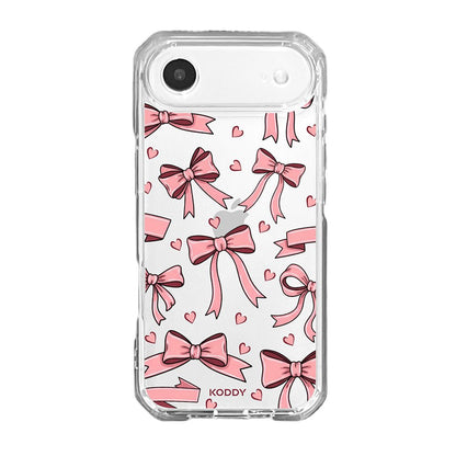 Cute Pink Bow and Heart Clear Phone Case-KODDY aesthetic iphone case UK