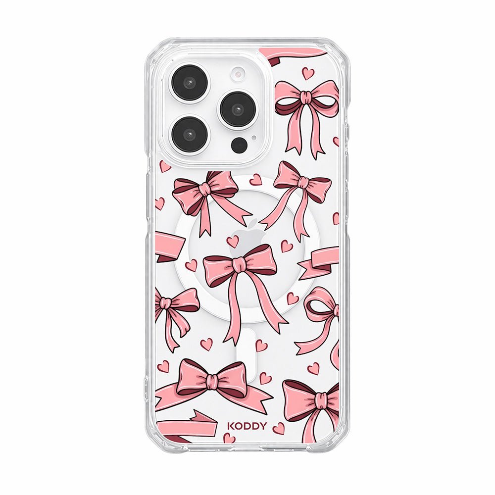 Cute Pink Bow and Heart Clear Phone Case-KODDY aesthetic iphone case UK