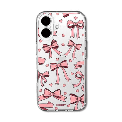 Cute Pink Bow and Heart Clear Phone Case-KODDY aesthetic iphone case UK