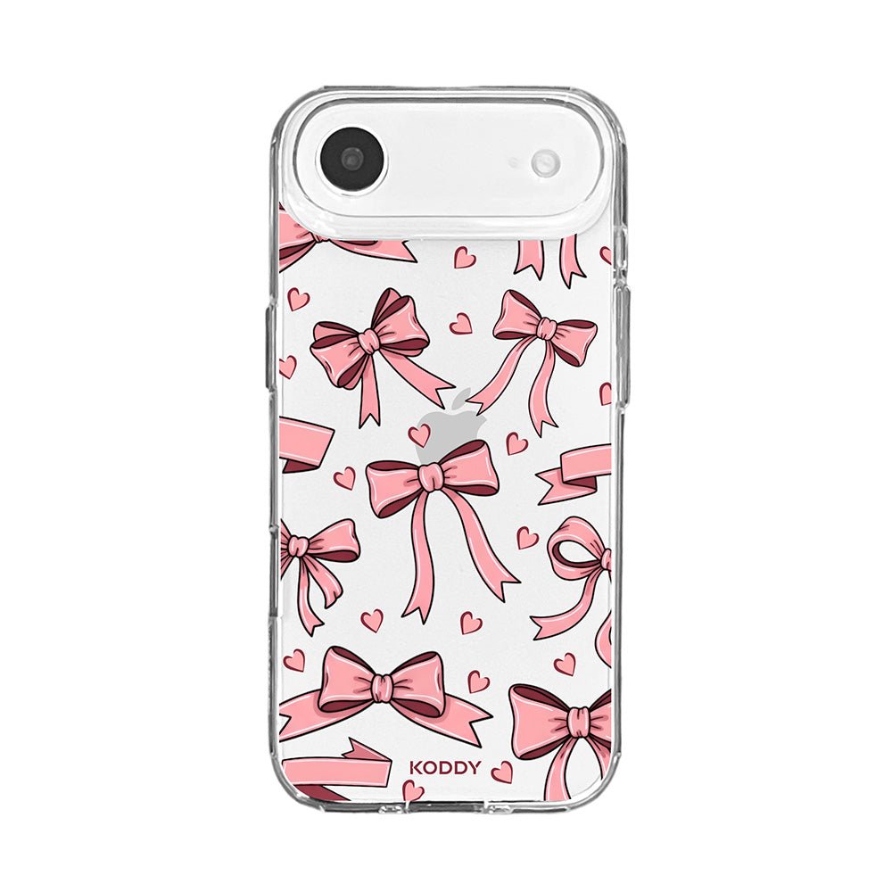 Cute Pink Bow and Heart Clear Phone Case-KODDY aesthetic iphone case UK