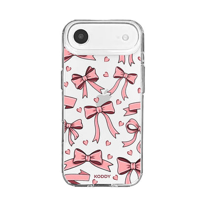 Cute Pink Bow and Heart Clear Phone Case-KODDY aesthetic iphone case UK