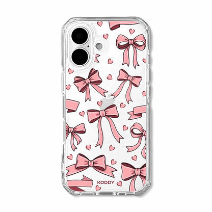 Cute Pink Bow and Heart Clear Phone Case-KODDY aesthetic iphone case UK