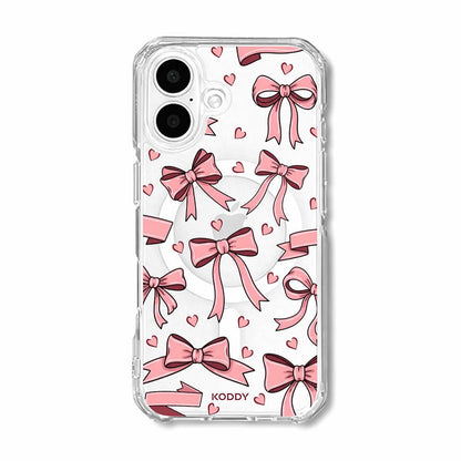 Cute Pink Bow and Heart Clear Phone Case-KODDY aesthetic iphone case UK
